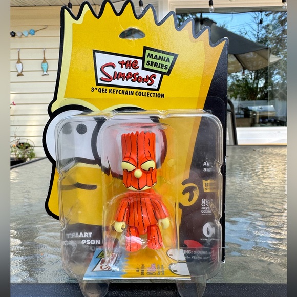 Qee Bart Simpson Mania Series Orange Treeman Figure Keychain - Picture 1 of 8